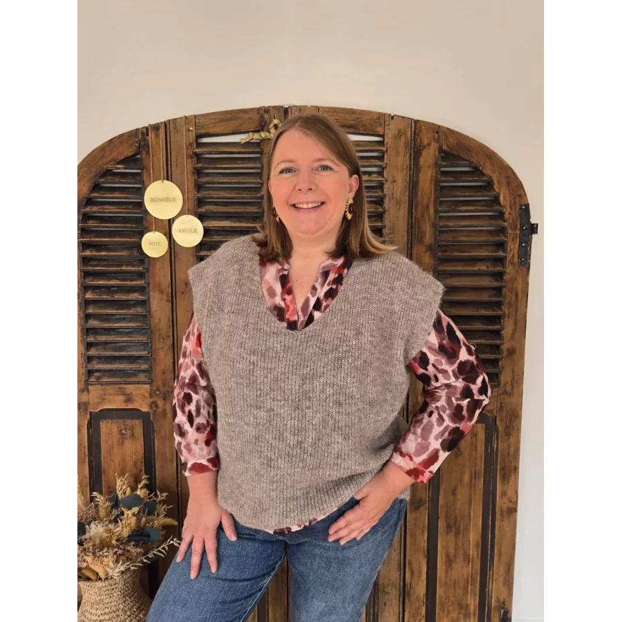 Pull Noah sans manches taupe