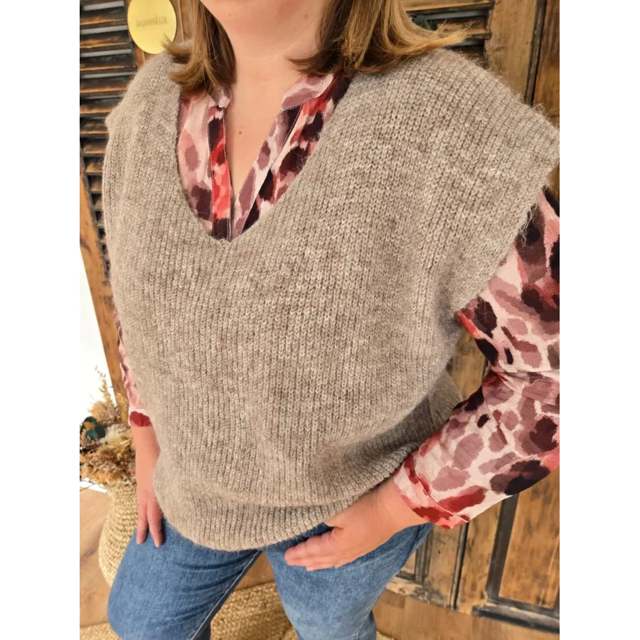 Pull Noah sans manches taupe