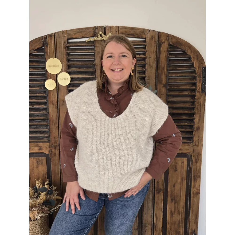 Pull Noah sans manches beige