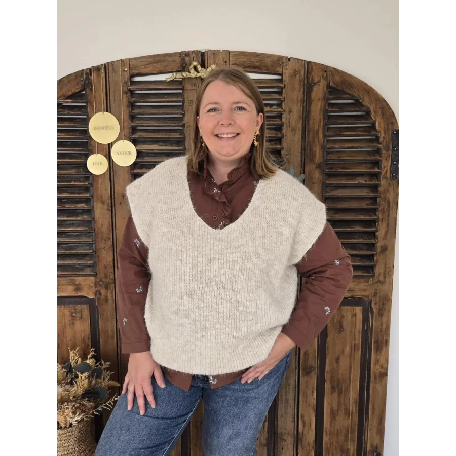 Pull Noah sans manches beige
