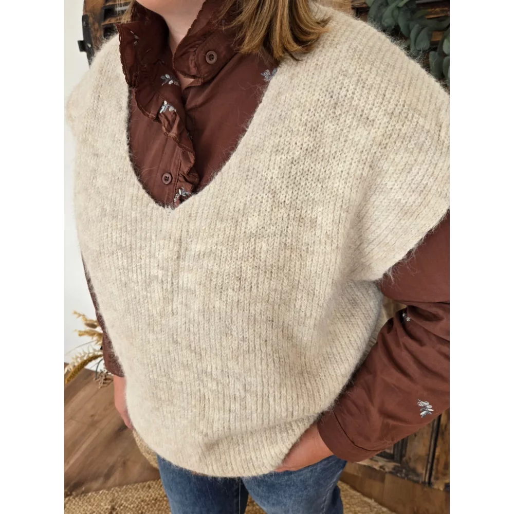 Pull Noah sans manches beige