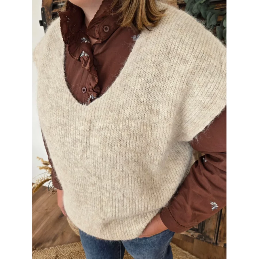 Pull Noah sans manches beige