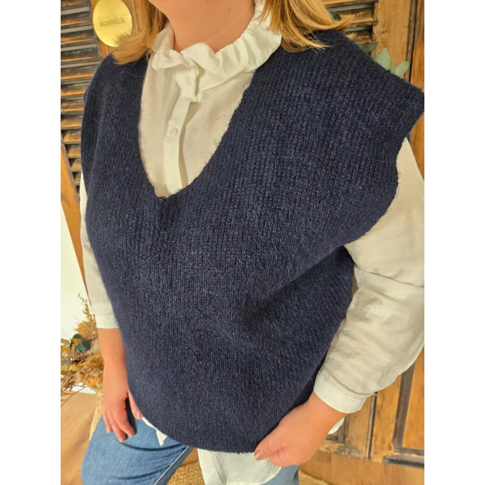 Pull Noah sans manches marine