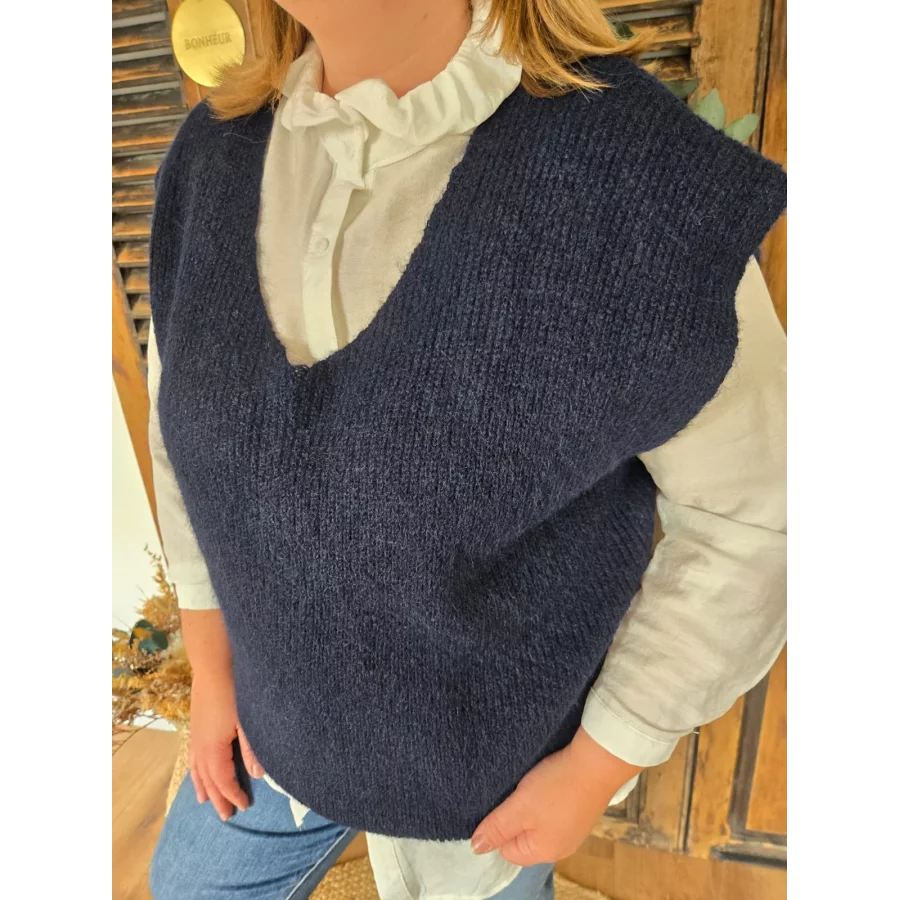 Pull Noah sans manches marine