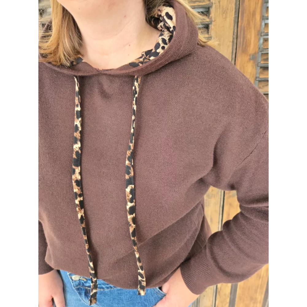 Pull Pierre maille choco et leopard