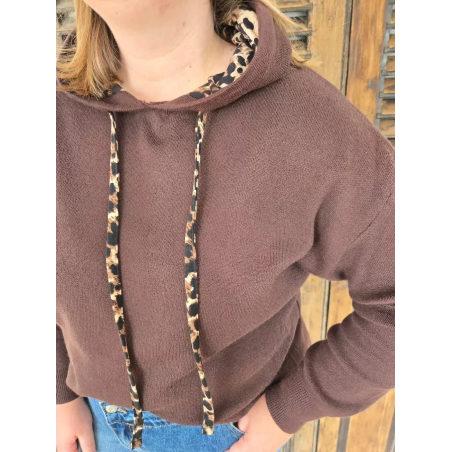 Pull Pierre maille choco et leopard