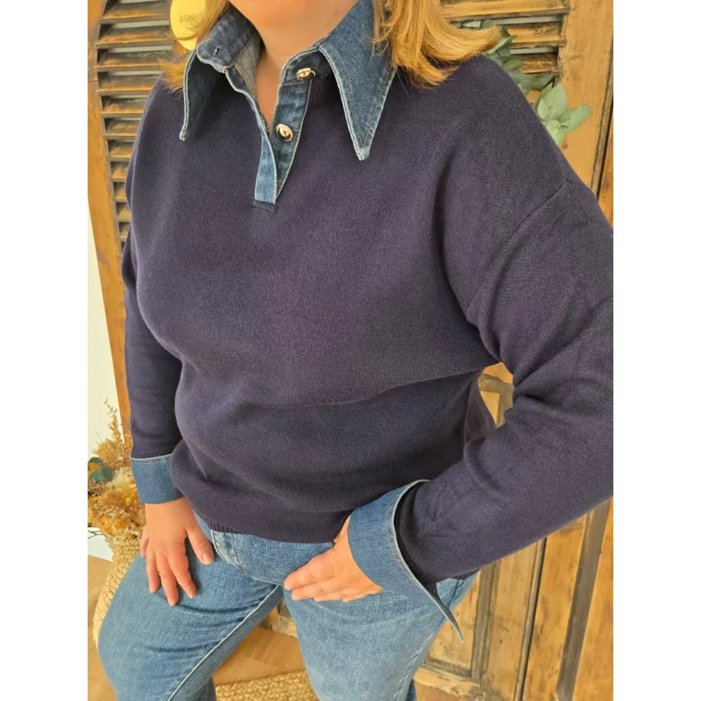 Pull Quentin maille marine et jean