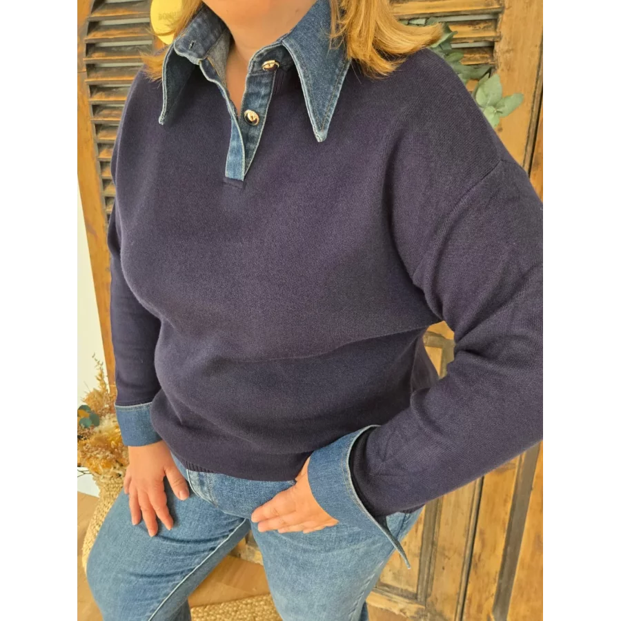 Pull Quentin maille marine et jean