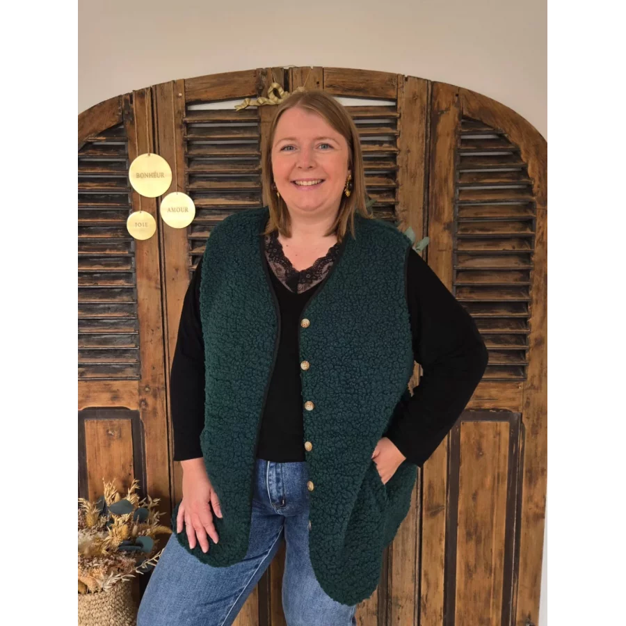 Gilet Veste bouclette verte