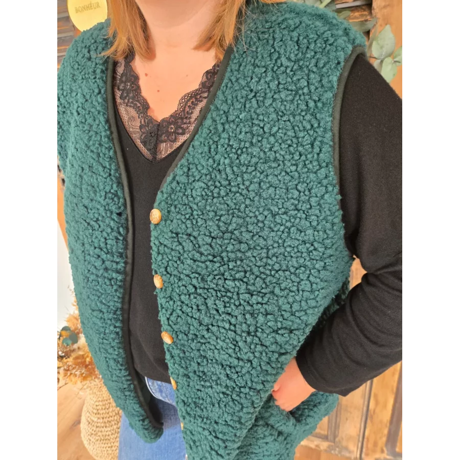 Gilet Veste bouclette verte