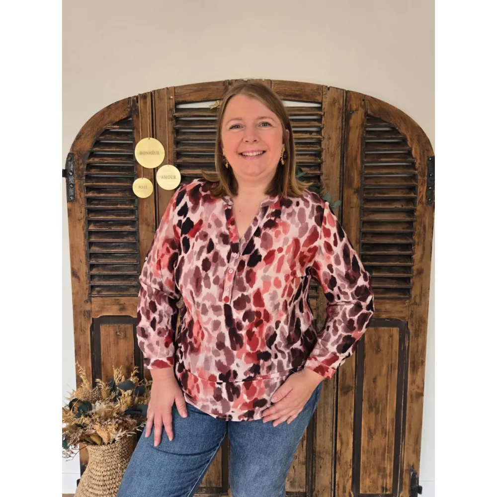 Blouse Coralie leopard rose