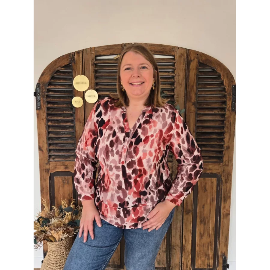 Blouse Coralie leopard rose