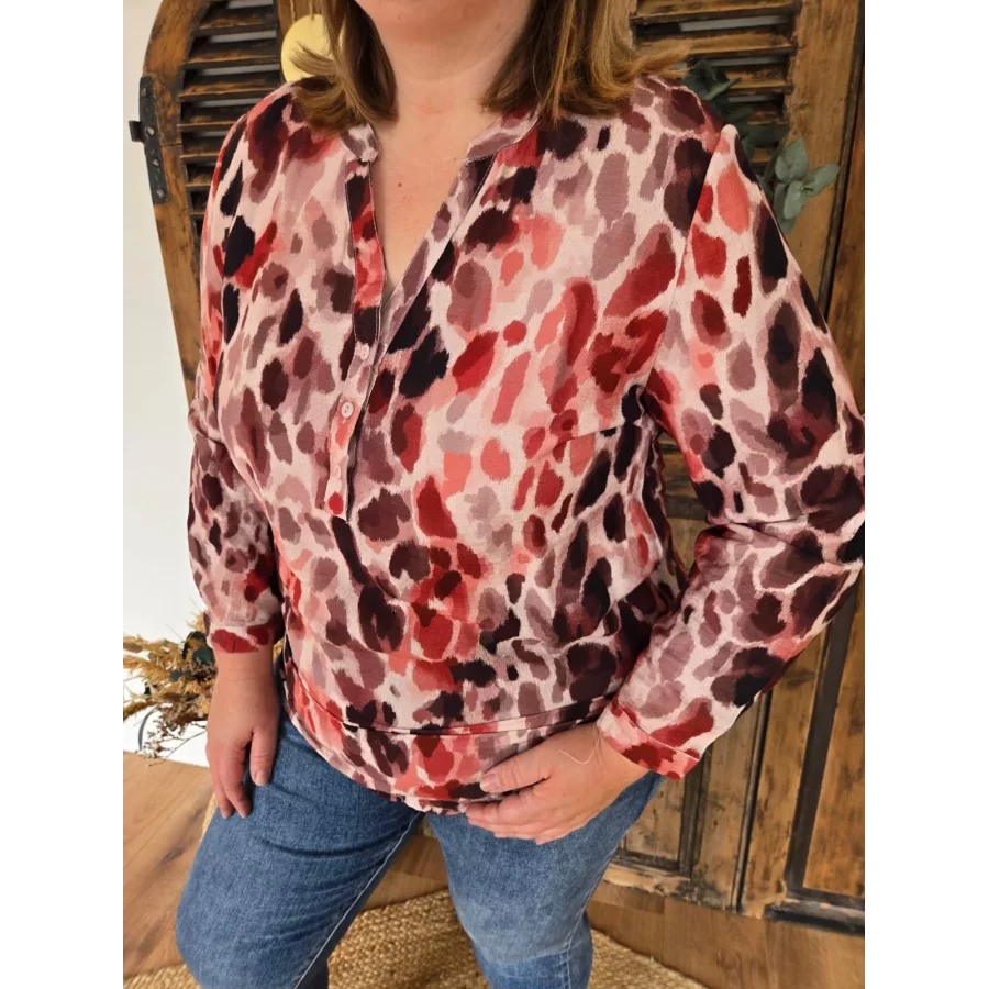 Blouse Coralie leopard rose