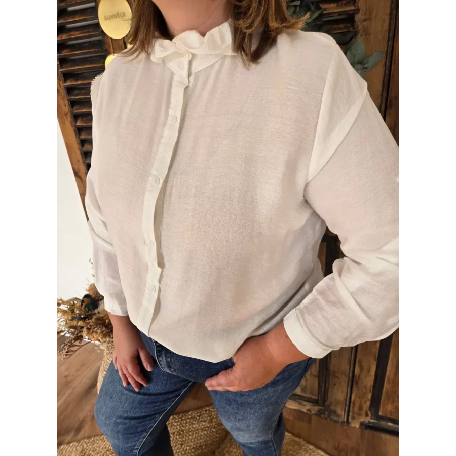 Chemise Cyrielle blanche col victorien