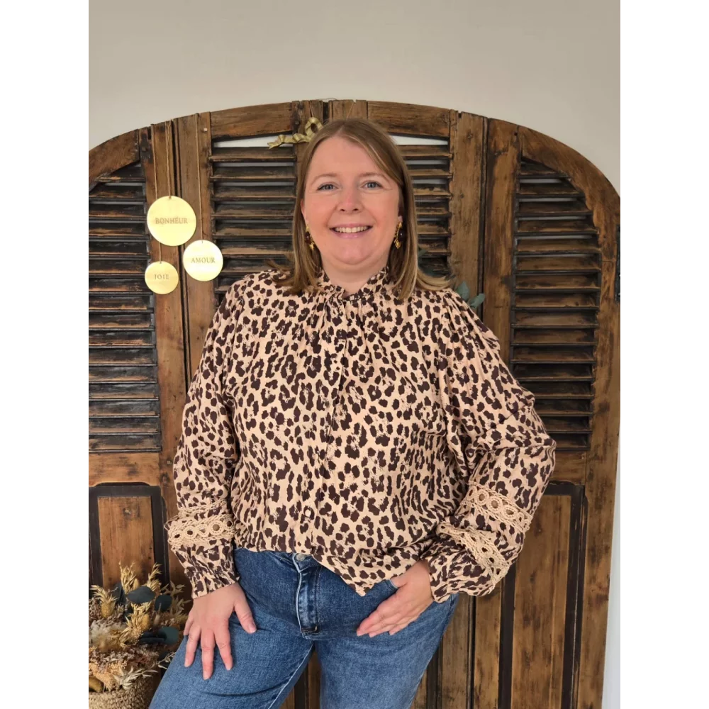 Blouse Chimene leopard camel