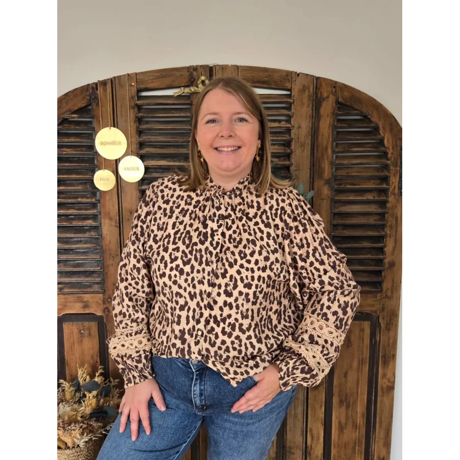Blouse Chimene leopard camel