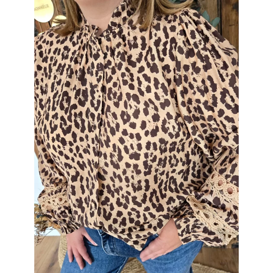 Blouse Chimene leopard camel
