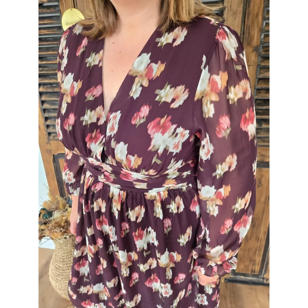 Robe longue Cynthia choco fleurie
