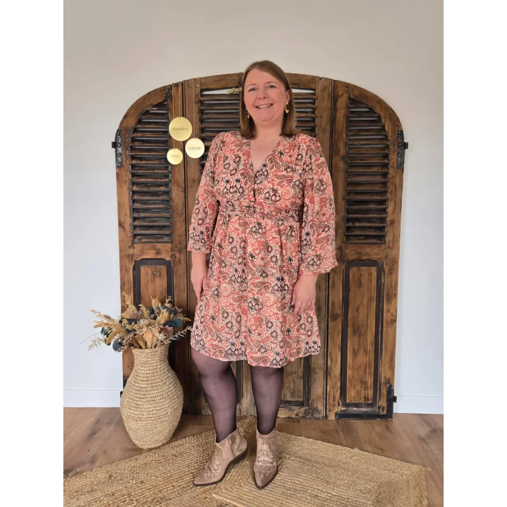Robe Celine beige et terracotta