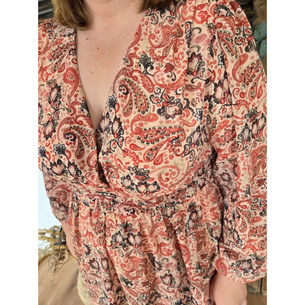 Robe Celine beige et terracotta