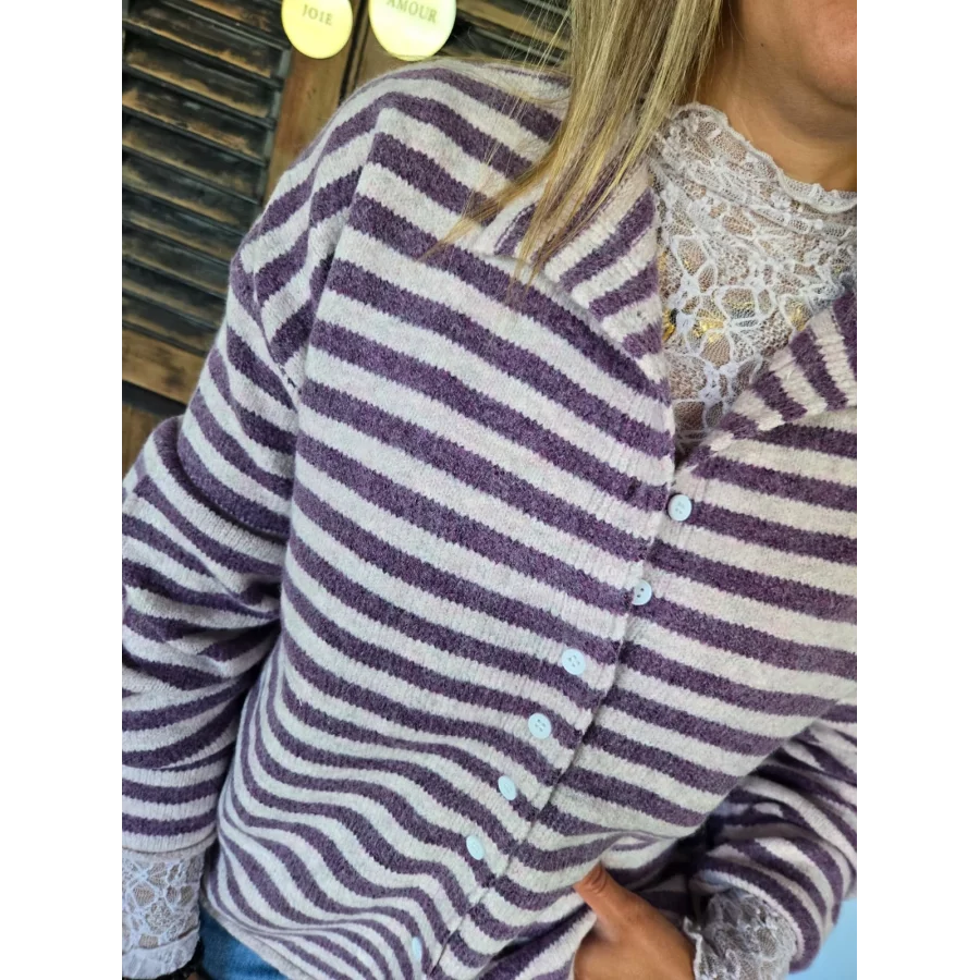 Gilet Raoul rayé lilas et violet