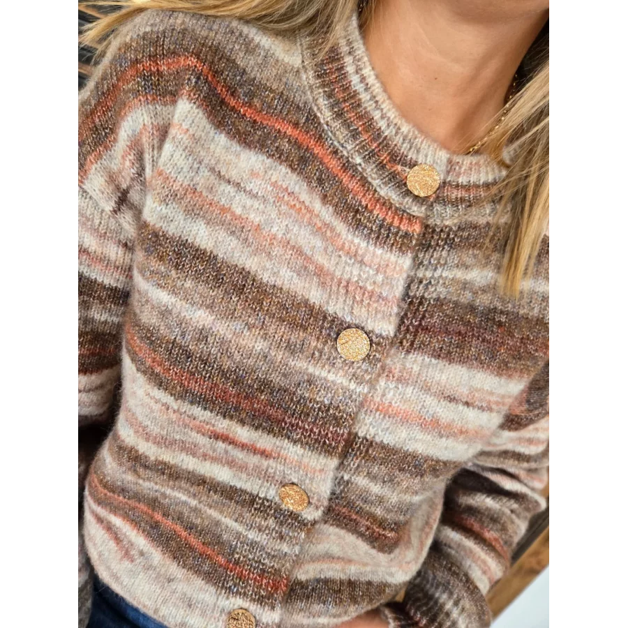 Gilet Pierrick rayé beige et choco