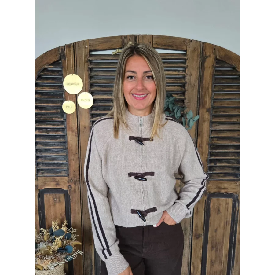 Gilet Habib maille taupe