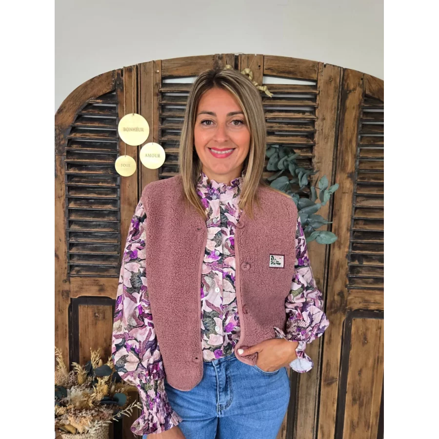 Gilet Octavien bouclette vieux rose