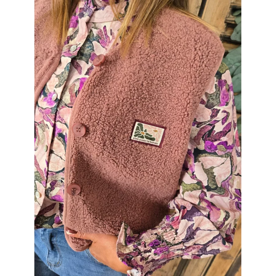 Gilet Octavien bouclette vieux rose