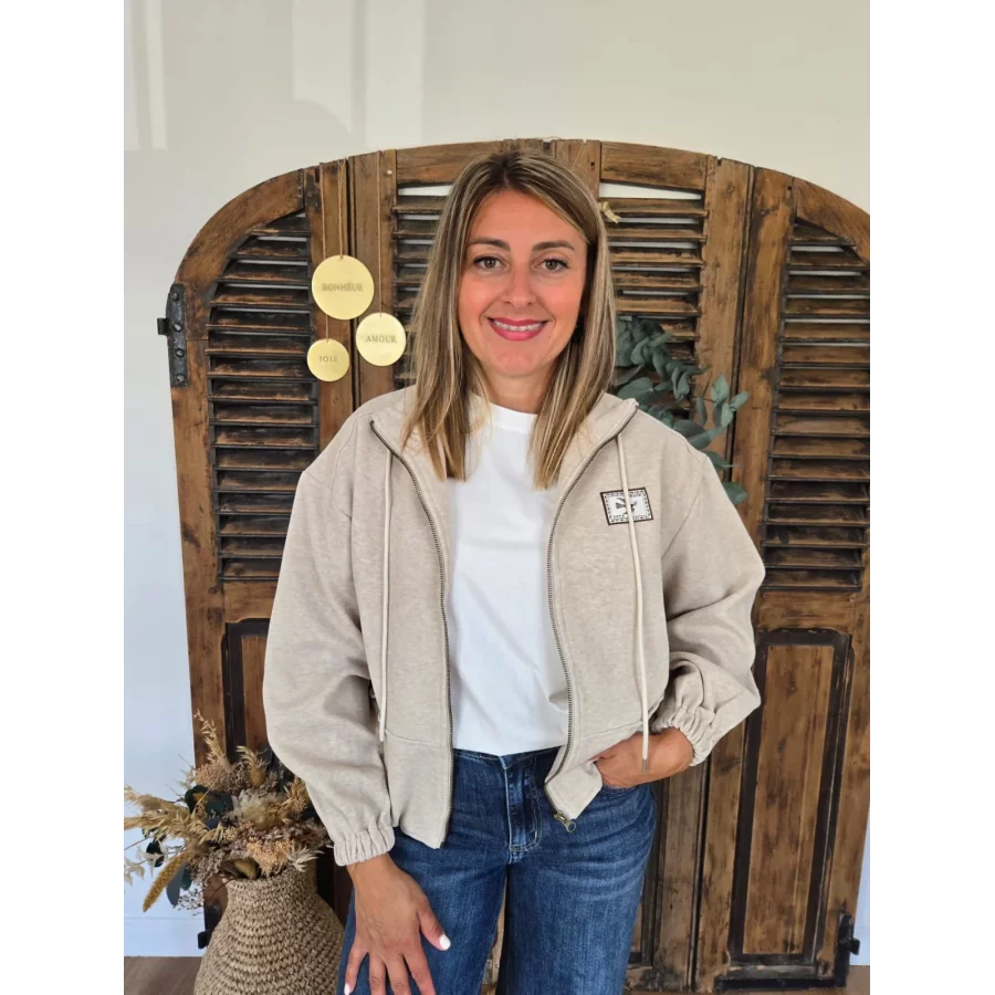 Sweat Veste Claude beige