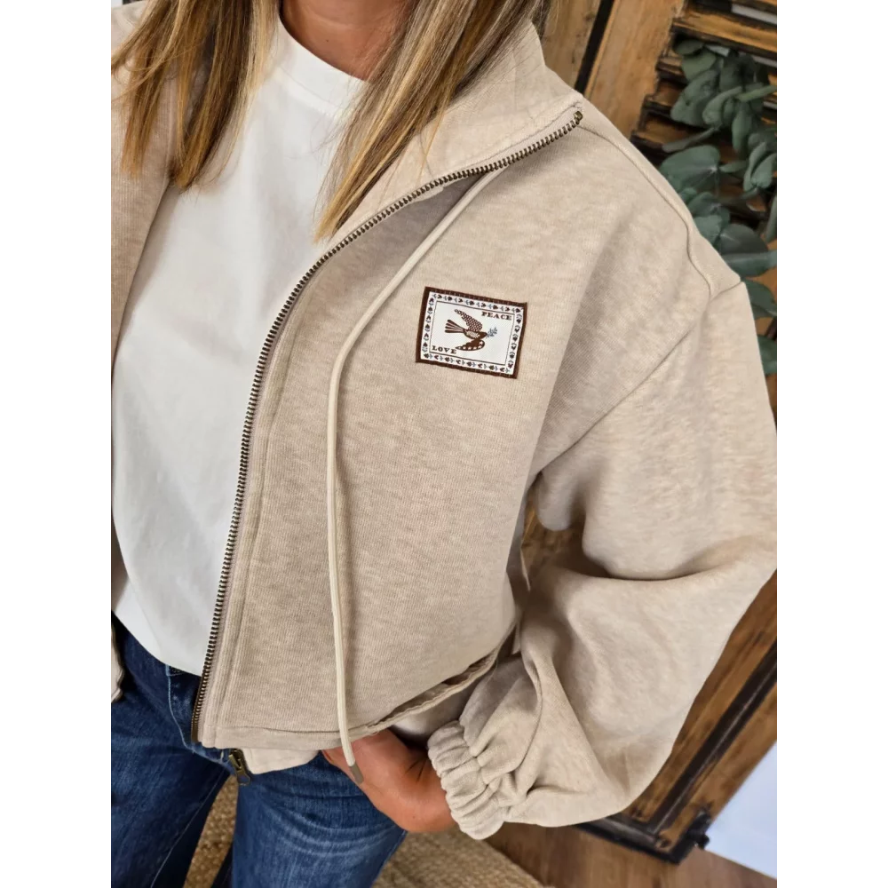 Sweat Veste Claude beige