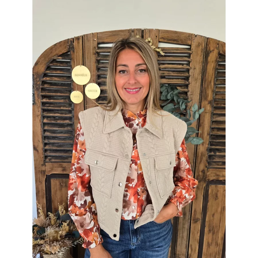 Veste Colette beige sans manches