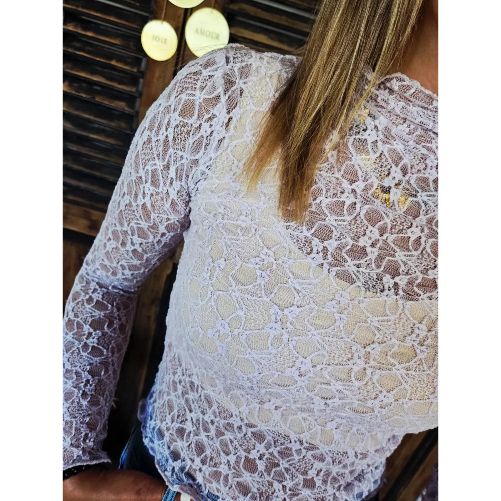 T-shirt dentelle Philippe Lilas