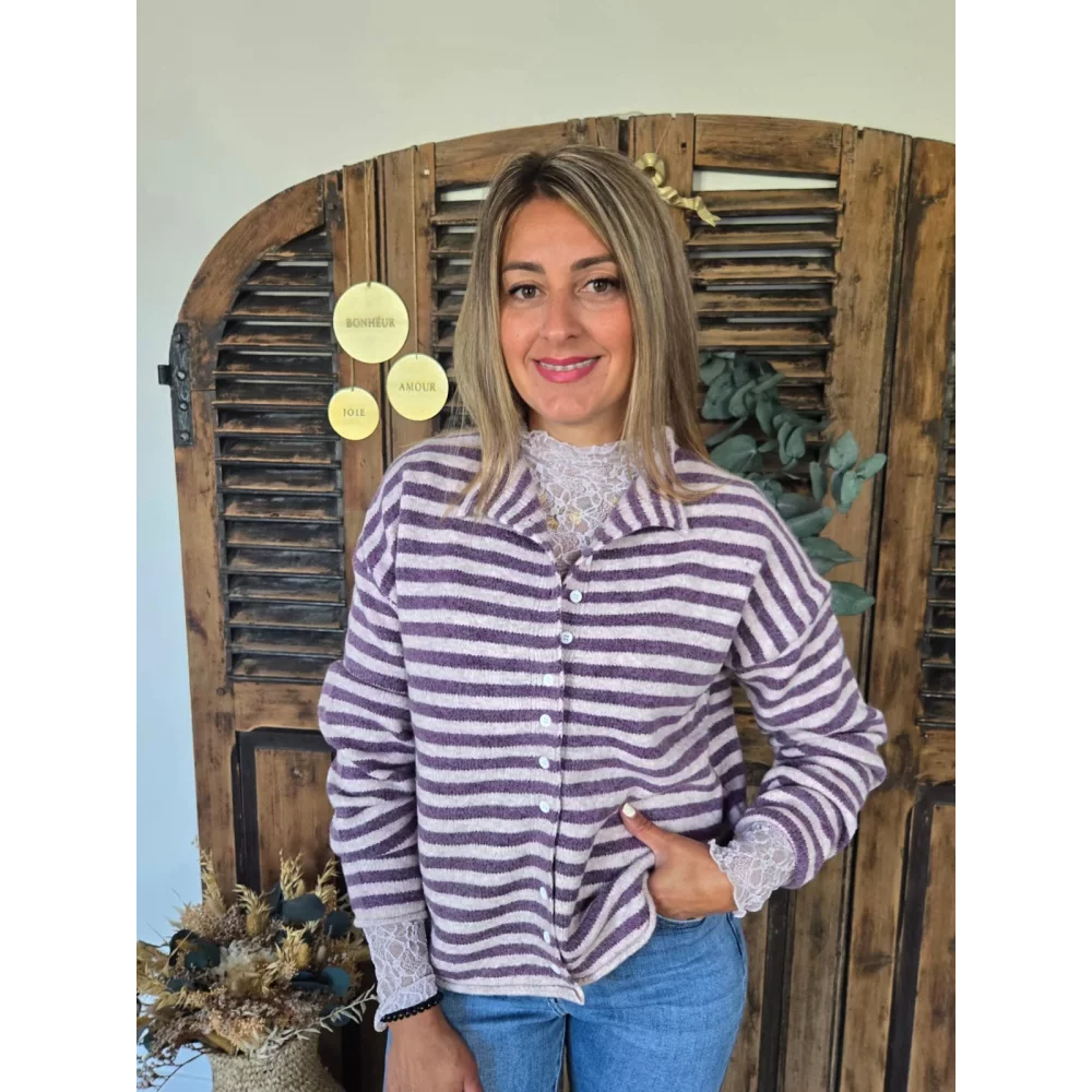 T-shirt dentelle Philippe Lilas
