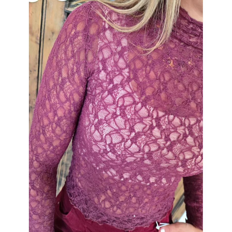 T-shirt dentelle Philippe bordeaux