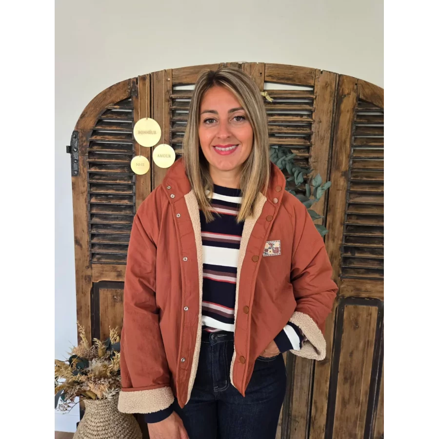 Blouson Norbert reversible beige et rouille