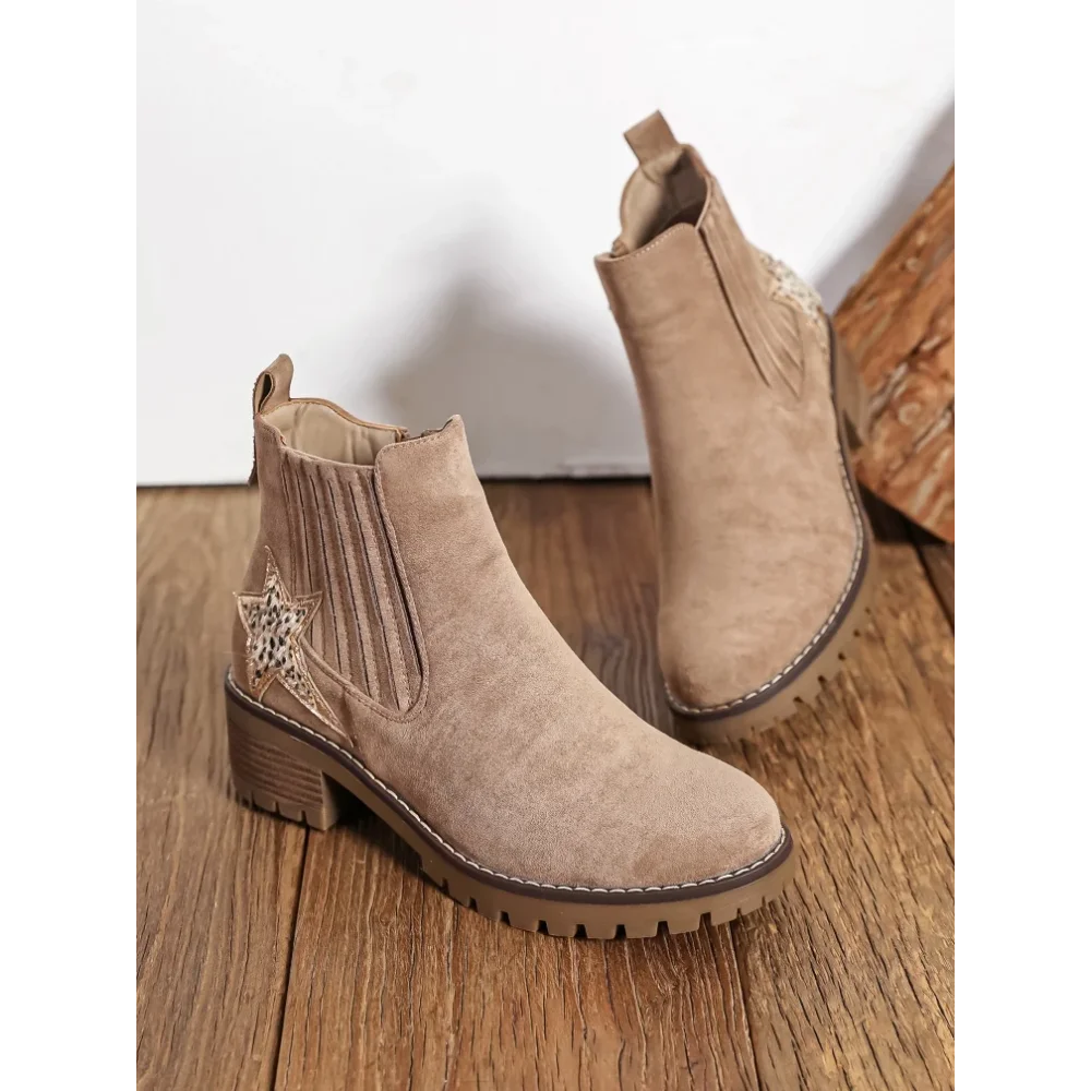 Bottines taupe etoile leopard