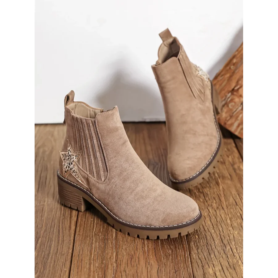 Bottines taupe etoile leopard