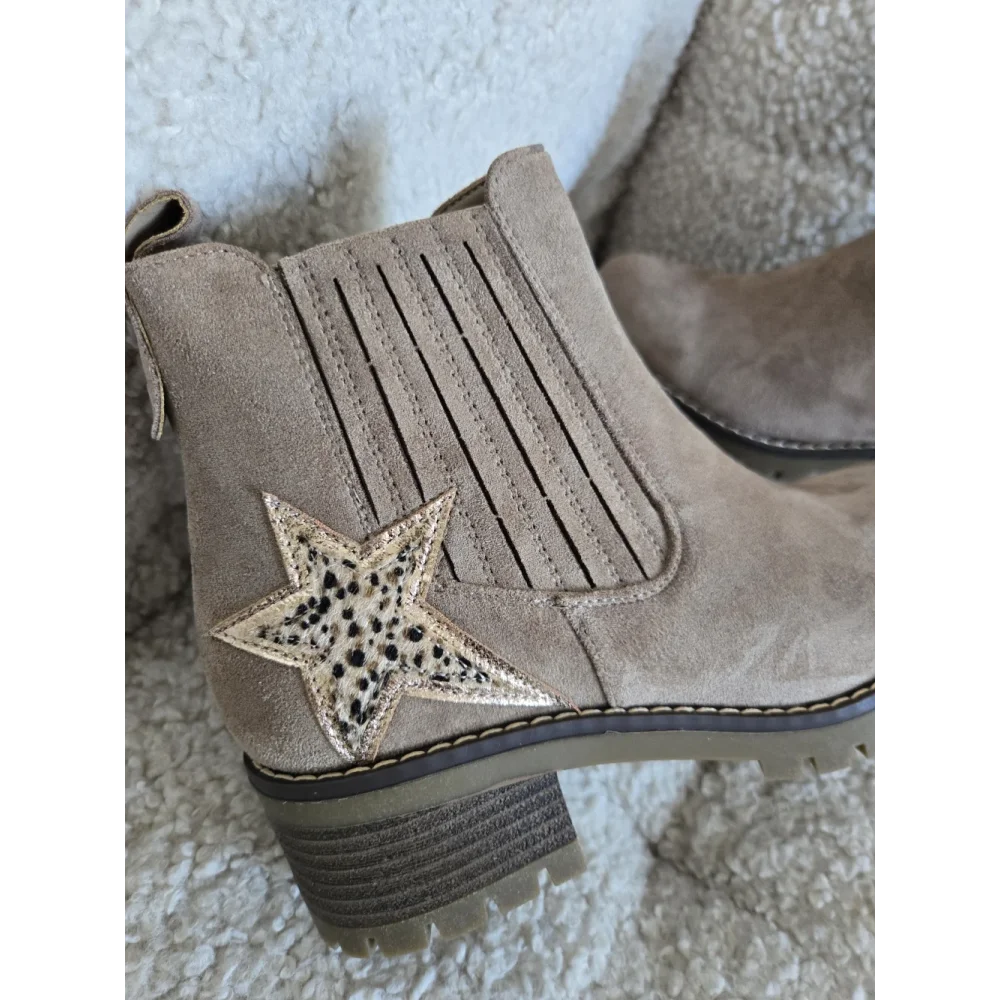 Bottines taupe etoile leopard