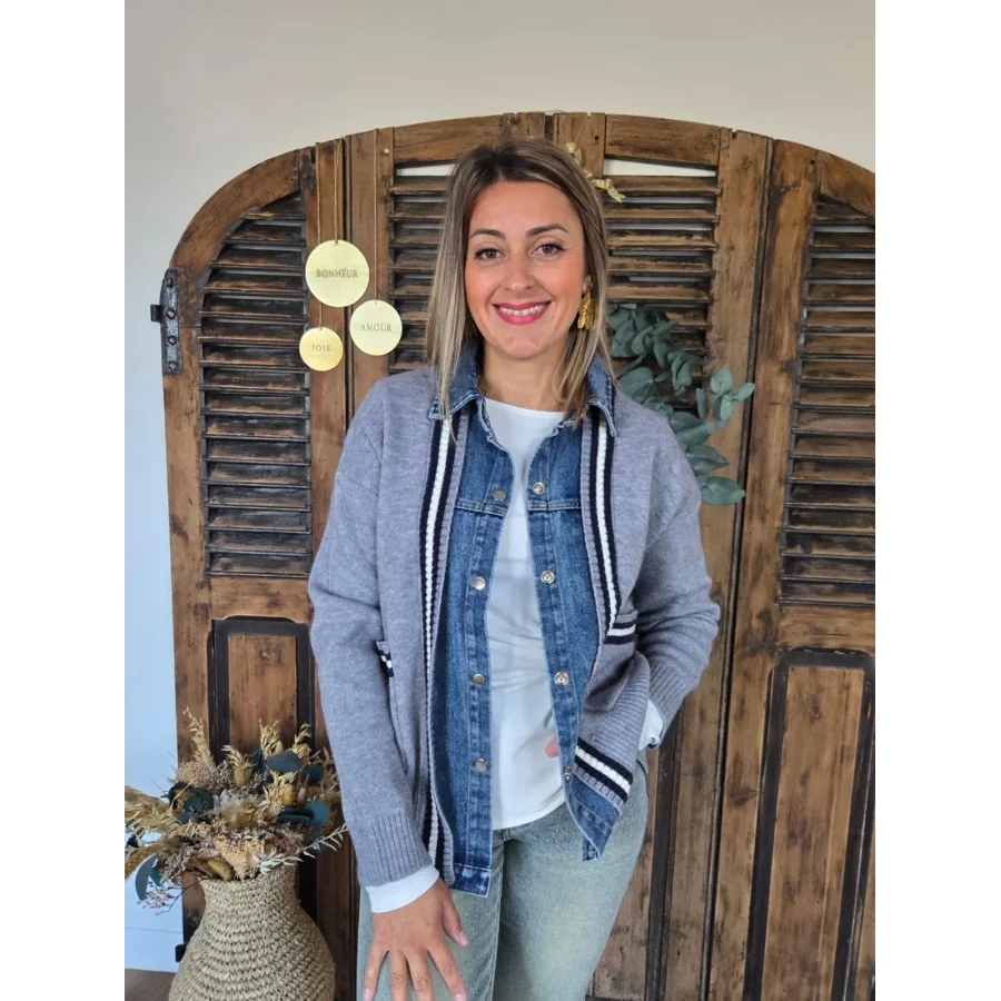 Gilet Jacques gris et denim