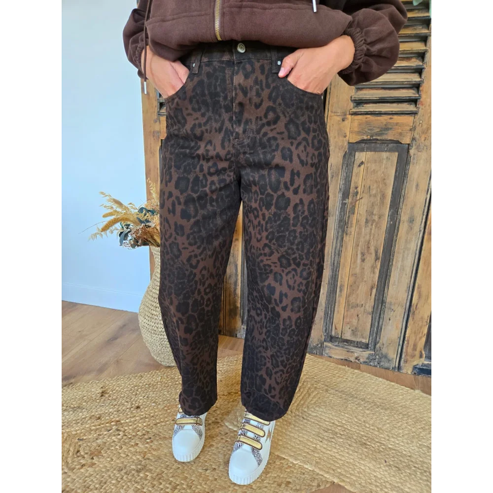 Jean ballon/barell Horace leopard choco