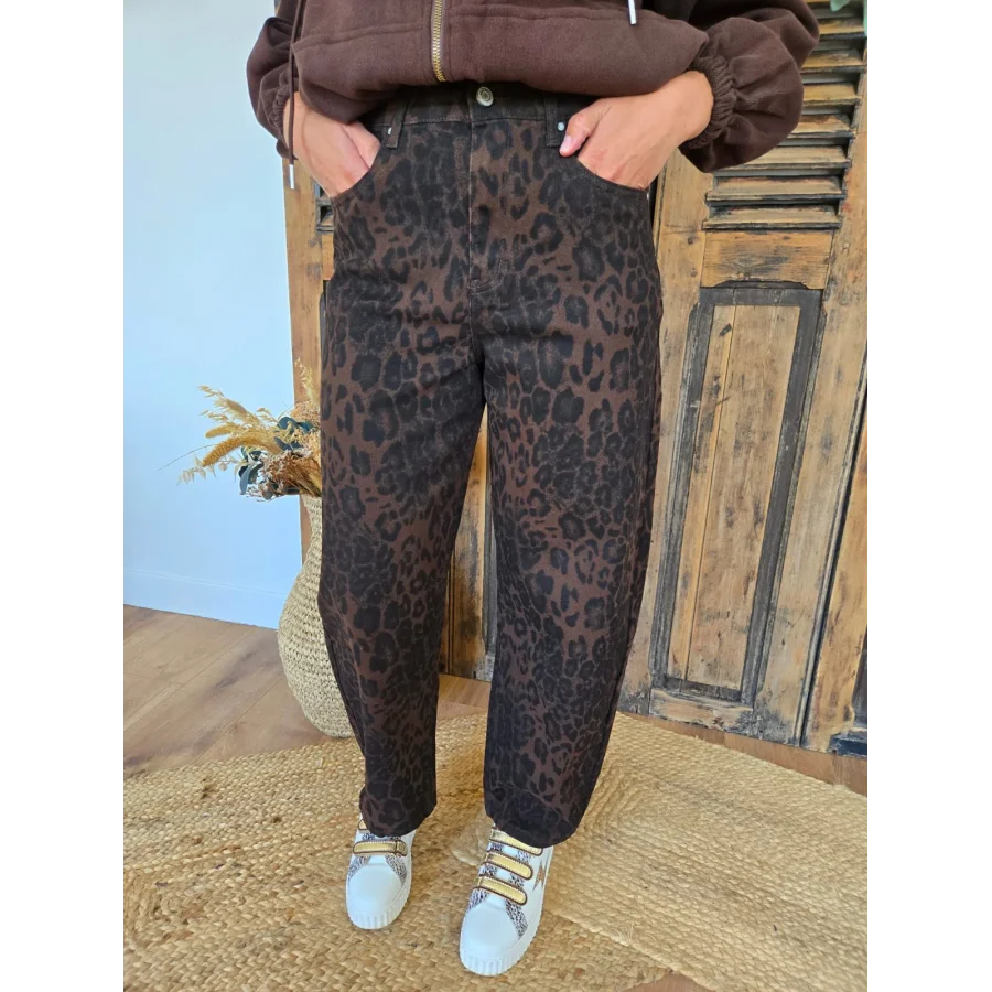 Jean ballon/barell Horace leopard choco