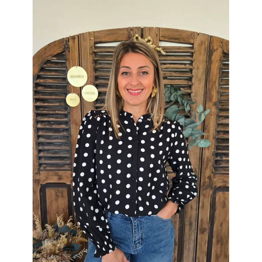 Blouse Clarisse noir à pois