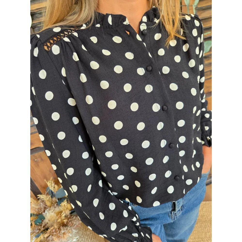 Blouse Clarisse noir à pois