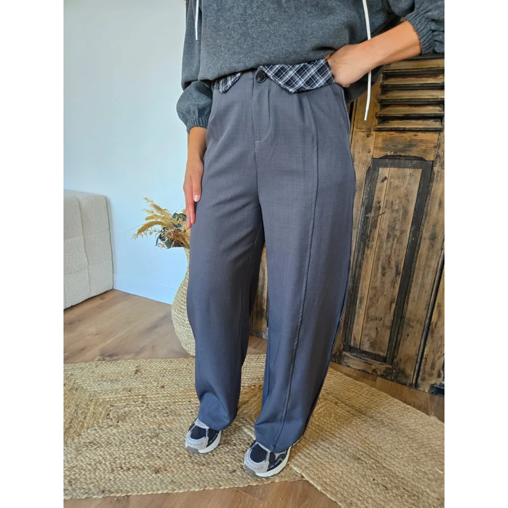 Pantalon Patrick gris revers ecossais