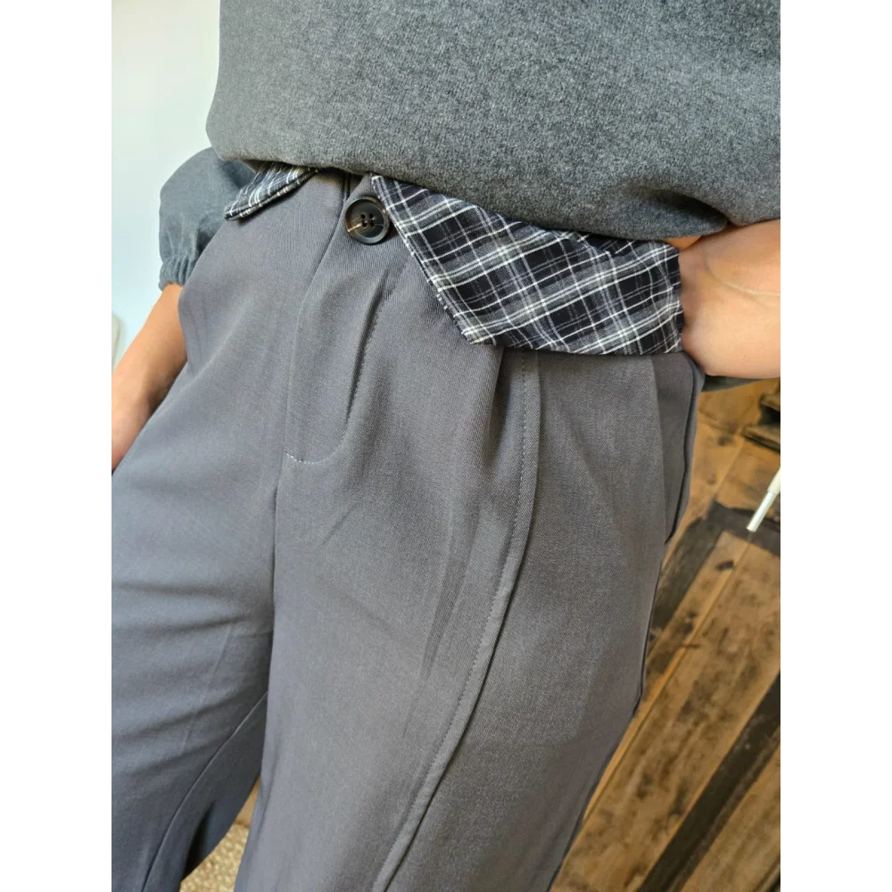 Pantalon Patrick gris revers ecossais