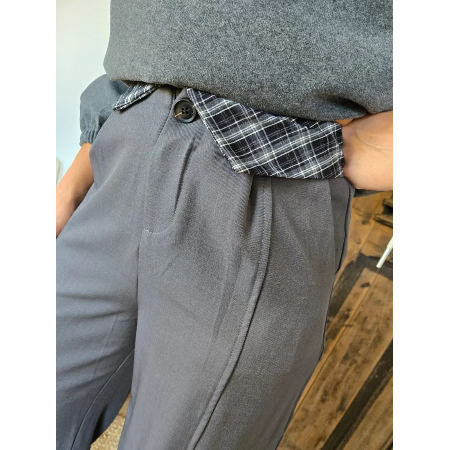 Pantalon Patrick gris revers ecossais