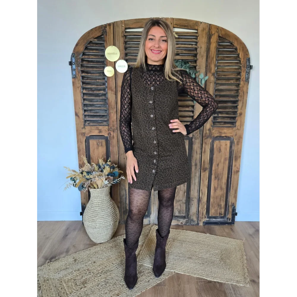 Robe Edwige en jean leopard