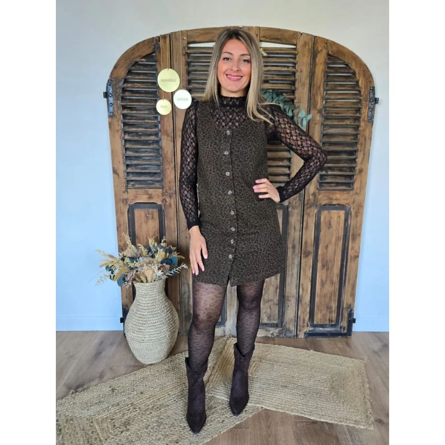 Robe Edwige en jean leopard