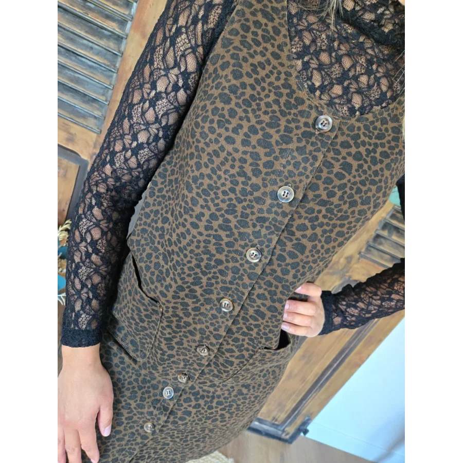 Robe Edwige en jean leopard